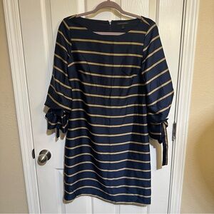 Banana Republic Navy and Gold Long Sleeve Dress